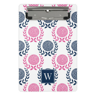 Minicarpeta De Pinza Corona de Laurel Preppy Golf - Azul Marino y Rosa