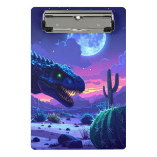 Minicarpeta De Pinza Corrida Nocturna del T Rex de Neón