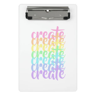 Minicarpeta De Pinza "Crear" Palabras del Arcoiris Pastel