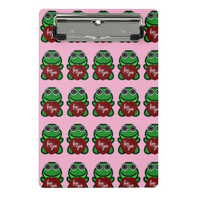Minicarpeta De Pinza Custom Love You Kawaii Frog Heart Gift (Anverso)
