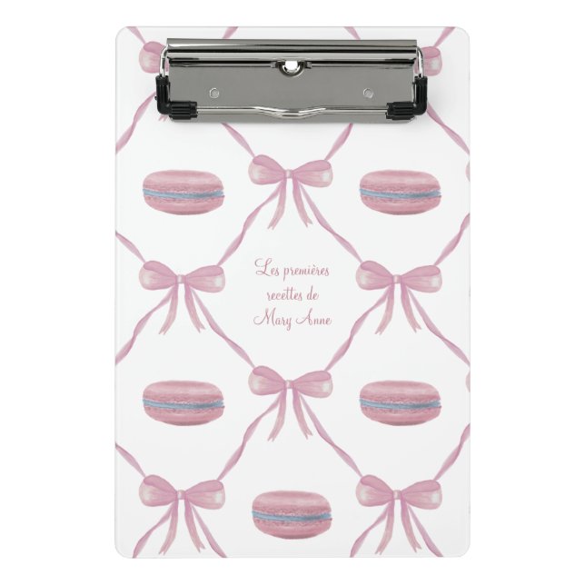 Minicarpeta De Pinza Custom Pink Macarons Frilly Coquette French Recipe (Anverso)