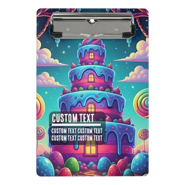 Minicarpeta De Pinza Custom Text Whimsical Candy Cake Illustration (Anverso)