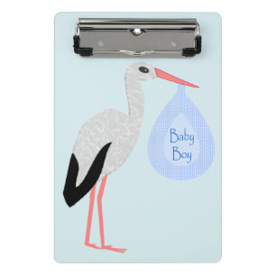 Minicarpeta De Pinza Cute Blue Baby Boy Stork