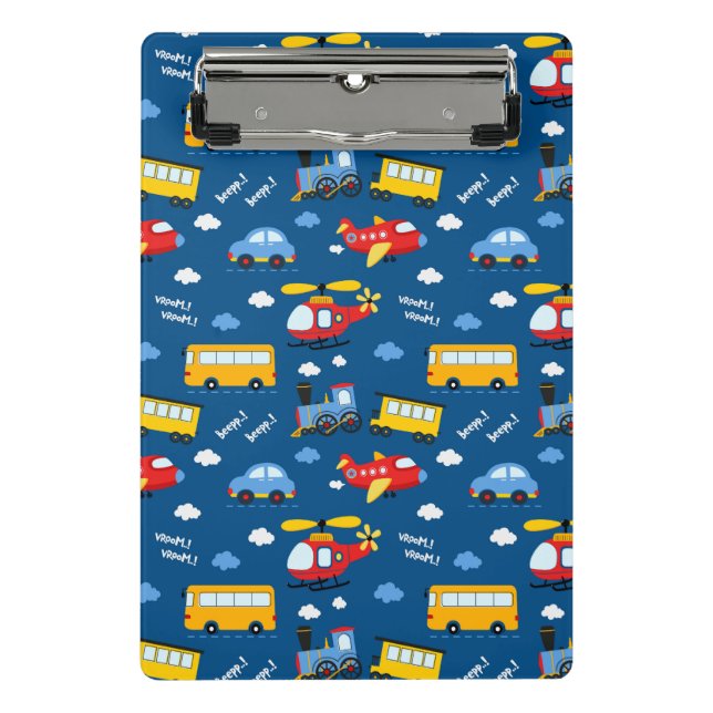 Minicarpeta De Pinza Cute Cartoon Vehicles Pattern  (Anverso)