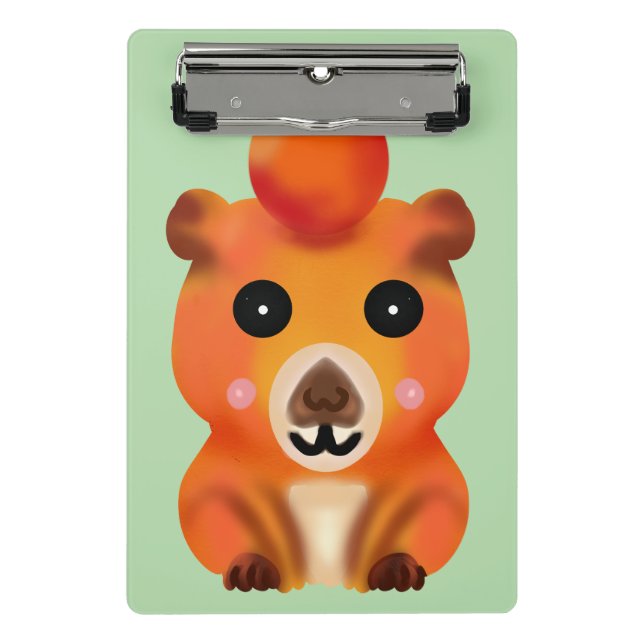 Minicarpeta De Pinza Cute Fuzzy Capybara with Orange | Kawaii Animal Ar (Anverso)