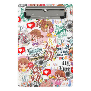 Minicarpeta De Pinza Cute Motivacional – Cita Positiva Kawaii