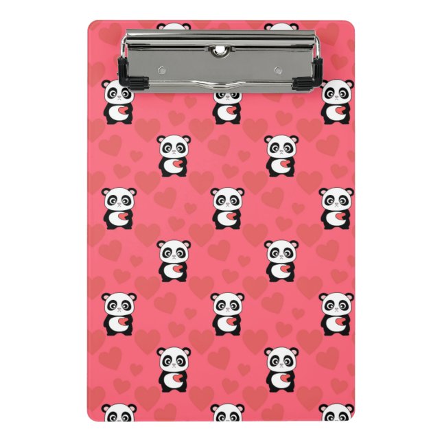 Minicarpeta De Pinza Cute Panda Holding Heart Pattern| Kawaii Valentine (Anverso)