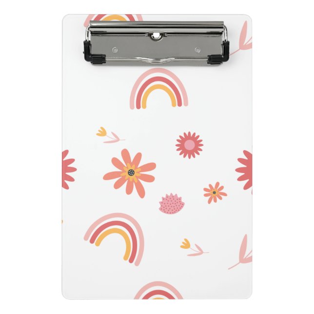 Minicarpeta De Pinza Cute Rainbow & Floral Pastel Pattern (Anverso)