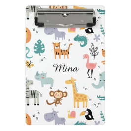 Minicarpeta De Pinza Cute Safari Jungle Animals Personalized Baby Name