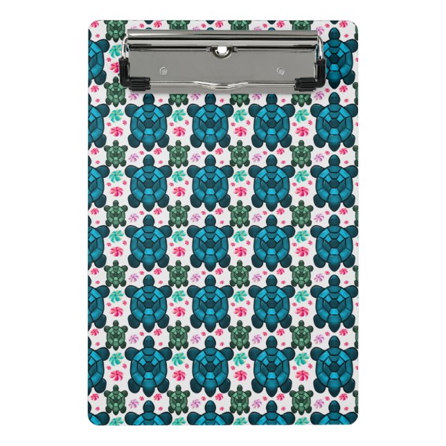 Minicarpeta De Pinza Cute Turtle and Floral Seamless Pattern  Notebook (Anverso)
