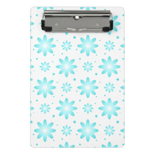 Minicarpeta De Pinza Daisy delicado blanco y turquesa, patrón de puntos