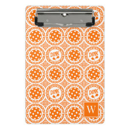 Minicarpeta De Pinza Damask de Pickleball Elegante – Motivo Dink Naranj
