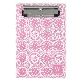 Minicarpeta De Pinza Damask de Pickleball Elegante – Motivo Dink Rosa