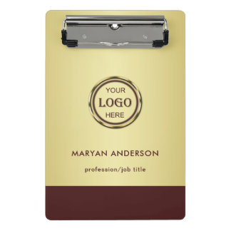 Minicarpeta De Pinza Dark-red gold design,Logo or Photo in gold circle,