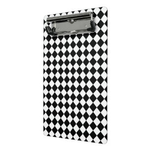 Minicarpeta De Pinza Diamante de cuadros de ajedrez en blanco y negro