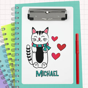 Minicarpeta De Pinza Dibujo Animado de Gato Divertido Personalizado Reg