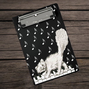 Minicarpeta De Pinza Dibujo de gato blanco lindo bailando en teclas de