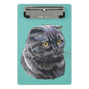 Minicarpeta De Pinza Dibujo manual divertido y esponjoso gato británico