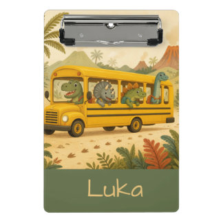 Minicarpeta De Pinza Dinosauri Niños Lindos Autobús Escolar Personaliza