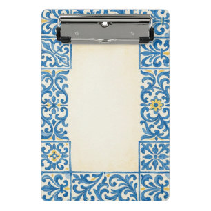 Minicarpeta De Pinza diseño de acuarela fija portuguesa de azulejo