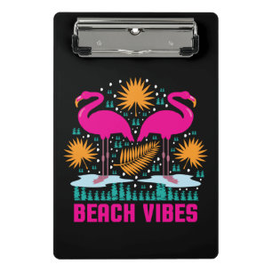 Minicarpeta De Pinza Diseño de Flamencos Rosados Beach Vibes
