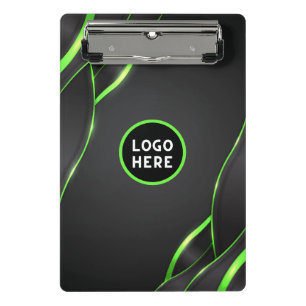 Minicarpeta De Pinza Diseño de fluido abstracto negro y verde   Agregar