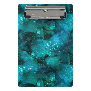 Minicarpeta De Pinza Diseño de la serie Galaxia Verde azulada 6 