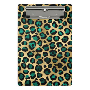 Minicarpeta De Pinza Diseño de la serie Leopardo Teal y Gold 14