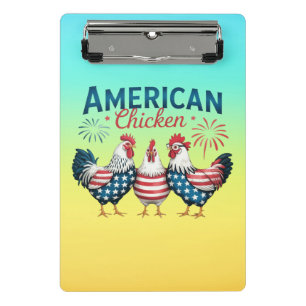 Minicarpeta De Pinza Diseño de pollo americano patriótico del 4 de juli