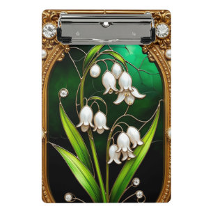 Minicarpeta De Pinza Diseño floral en marco dorado