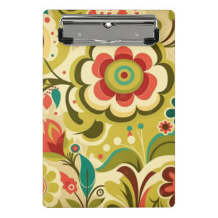 Minicarpeta De Pinza Diseño retro vintage de luz floral verde