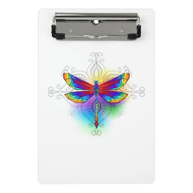 Minicarpeta De Pinza Dragón poligonal arcoiris (Anverso)