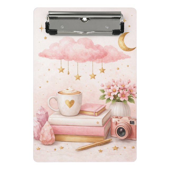 Minicarpeta De Pinza Dream Big Clipboard ✨ Pink Floral Cute Stationery (Anverso)