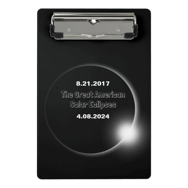 Minicarpeta De Pinza Eclipse solar con doble fecha 2024 & 2017 (Anverso)