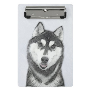 Minicarpeta De Pinza El Husky Siberiano (blanco y negro) pinta arte de 