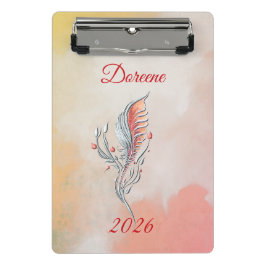 Minicarpeta De Pinza Elegant Feather Floral Watercolour mini clipboard 