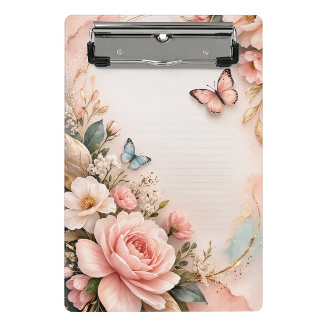 Minicarpeta De Pinza Elegant Floral Butterfly Clipboard (Anverso)