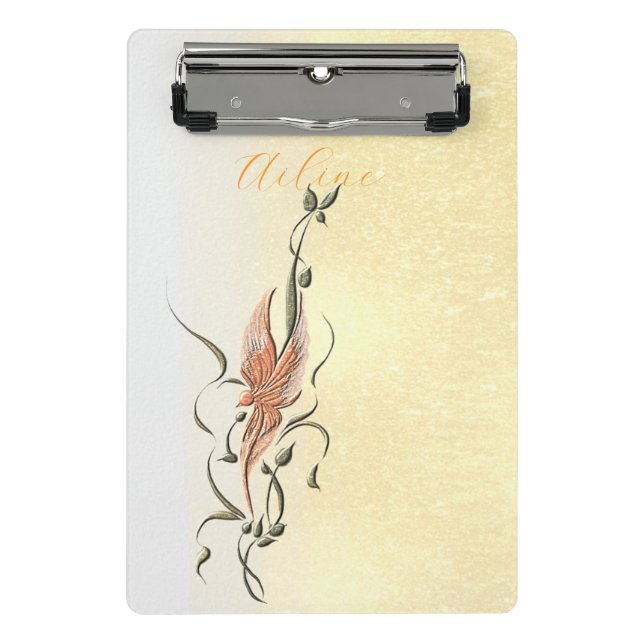 Minicarpeta De Pinza Elegant Golden Floral Vine mini clipboard  (Anverso)