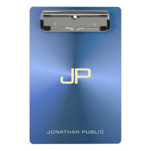 Minicarpeta De Pinza Elegante Blue Modern Monogramed Template Trendy
