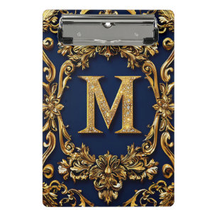 Minicarpeta De Pinza Elegante Decoración de Letra M en Oro