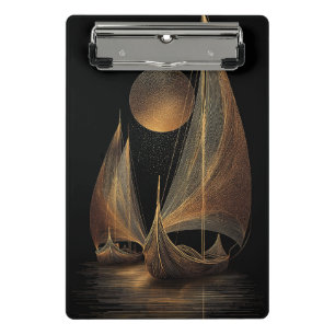Minicarpeta De Pinza Elegante Ilustracion de Arte de la Línea de Oro de