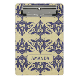 Minicarpeta De Pinza Elegante marina adamascada vintage Monograma amari