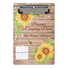 Minicarpeta De Pinza Elegante negocio rústico de girasoles amarillos