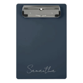 Minicarpeta De Pinza Elegante nombre personalizado azul oscuro