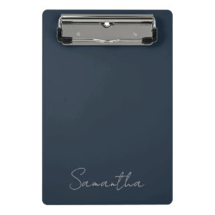 Minicarpeta De Pinza Elegante nombre personalizado azul oscuro