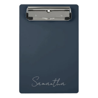 Minicarpeta De Pinza Elegante nombre personalizado azul oscuro