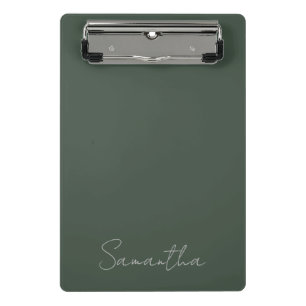 Minicarpeta De Pinza Elegante nombre personalizado azul verde