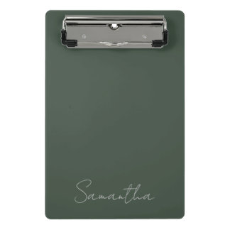 Minicarpeta De Pinza Elegante nombre personalizado azul verde