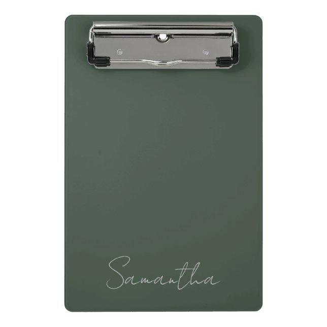 Minicarpeta De Pinza Elegante nombre personalizado azul verde (Anverso)