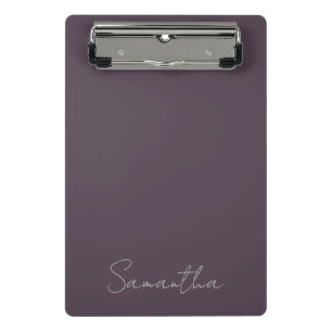 Minicarpeta De Pinza Elegante nombre personalizado morado taupe